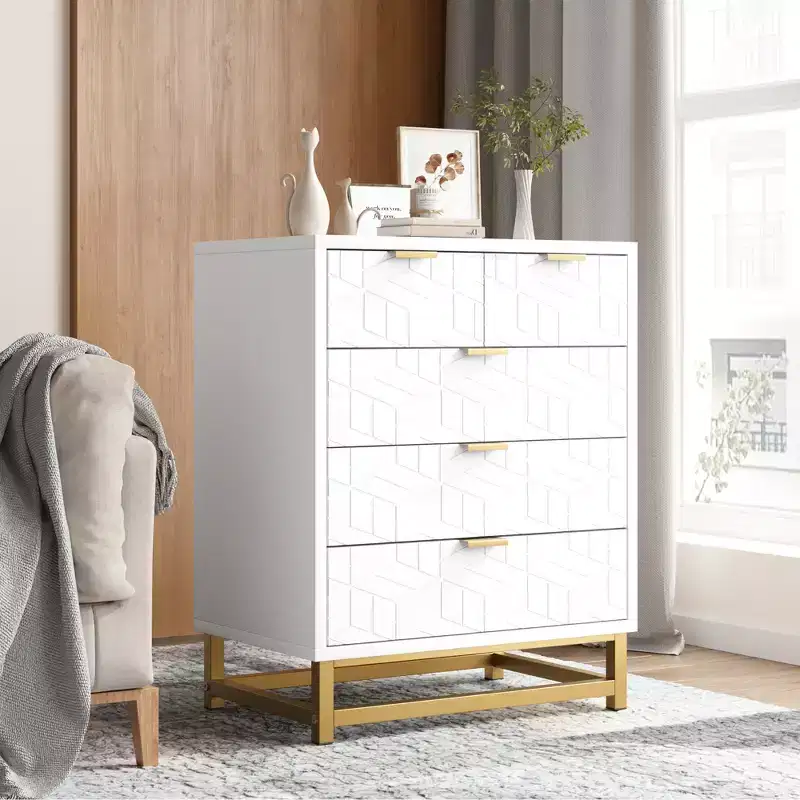 5-Drawer Dresser with Metal Base