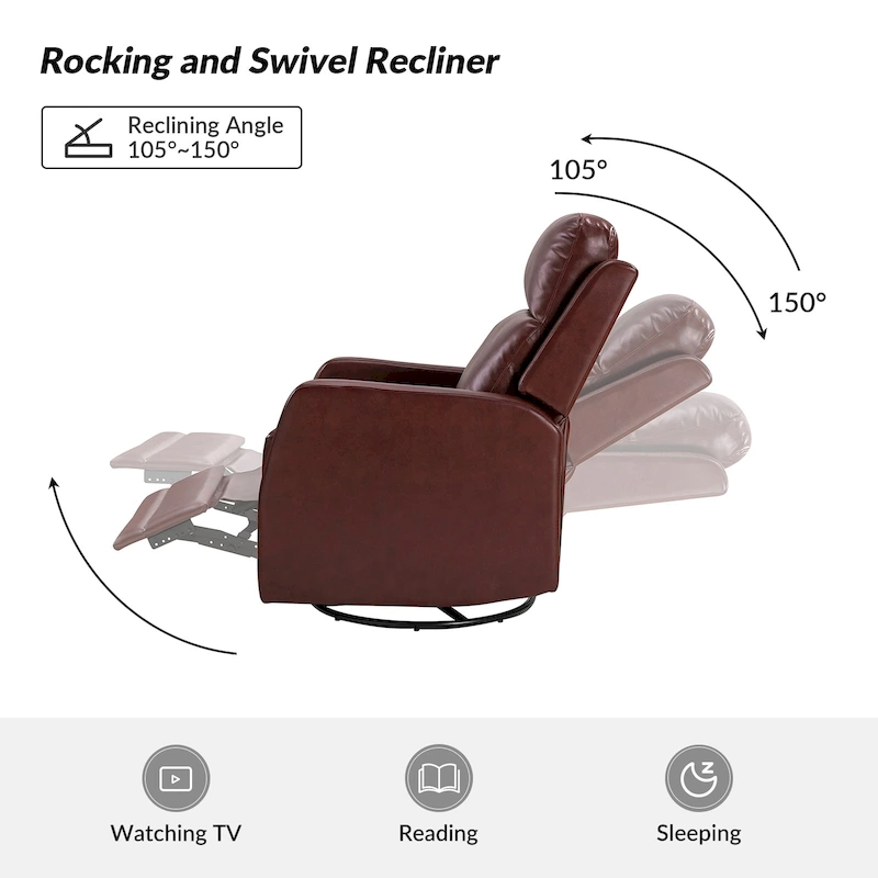 Esteban Modern Faux Leather Manual Rocking Swivel Recliner with Wingback Set of 2