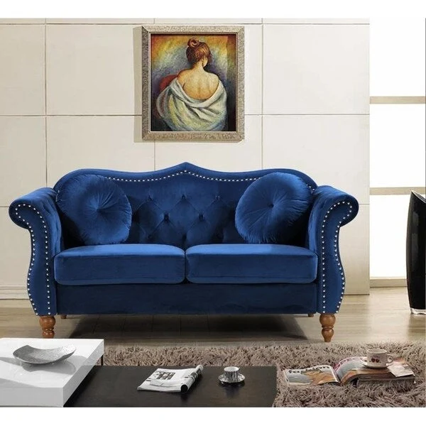 Gracewood Hollow Mantel Nailhead Chesterfield Upholstered 2-piece Living Room Set
