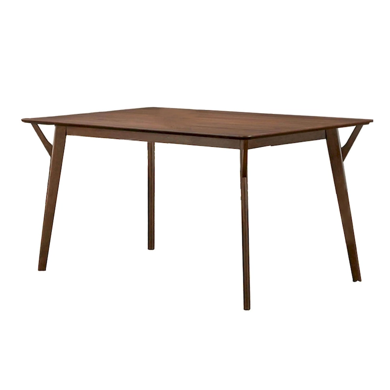 Skie 5pc Dining Table Set, 4 Chairs, Rectangular, Brown Solid Wood, Gray