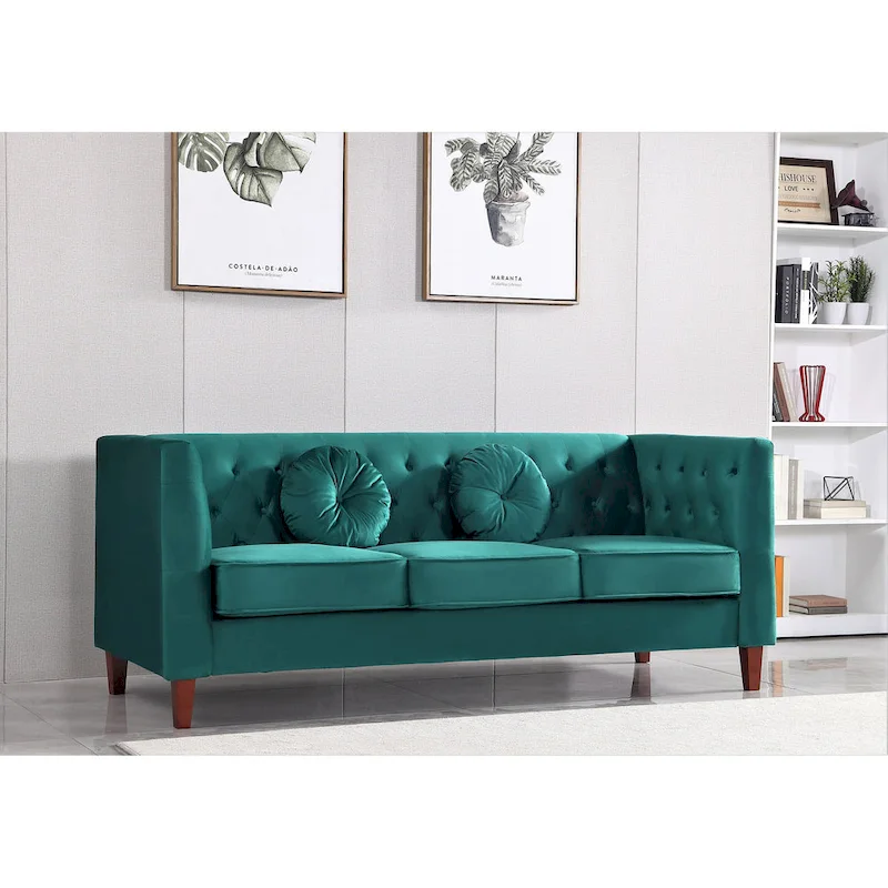 US PRIDE FURNITURE Velvet Classic Chesterfield 2 pieces Living Room Sets, Sofa and Lovesat