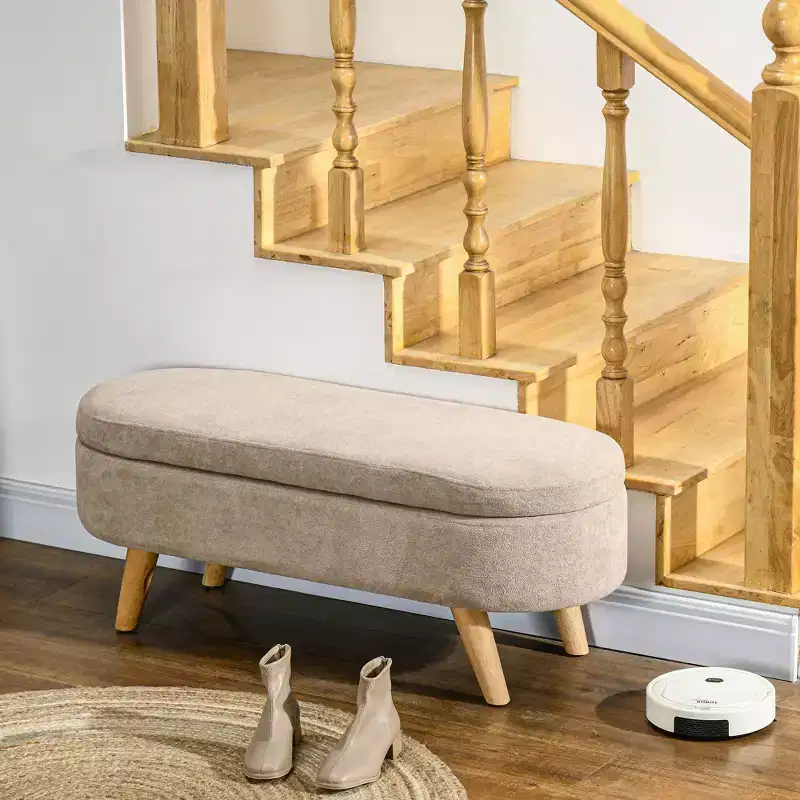 Upholstered Storage Ottoman Bench, 43.3