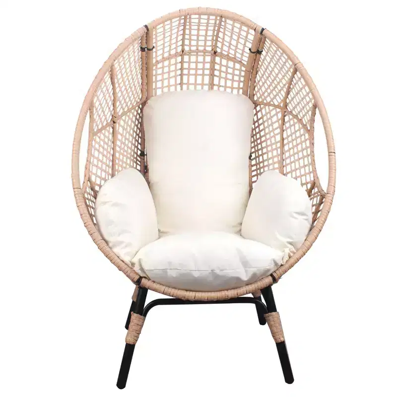 GDFStudio Larkin Modern Galvanized Steel and Polyester Upholstered Egg Chair