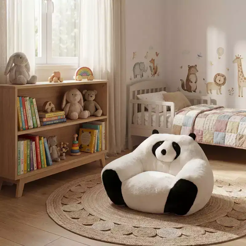 GDFStudio Gwenaelle Modern Panda-Shaped Beanbag Chair