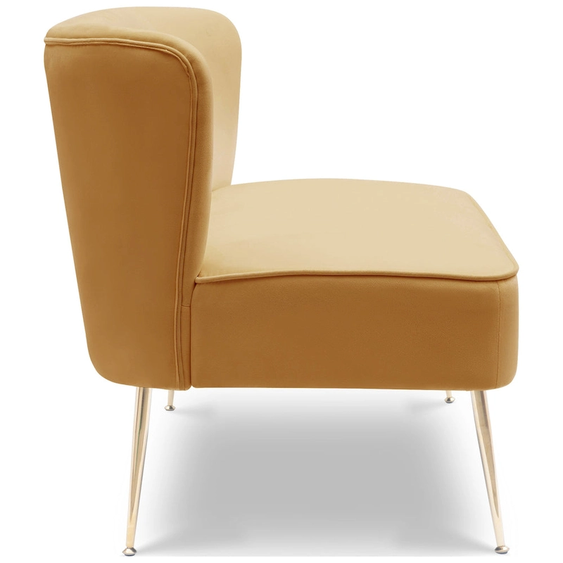 Farrah Upholstered Velvet Polyester 46 Wide Loveseat - Armless/ Scalloped Back