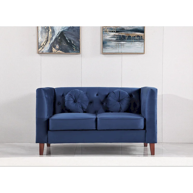 US PRIDE FURNITURE Velvet Classic Chesterfield 2 pieces Living Room Sets, Sofa and Lovesat
