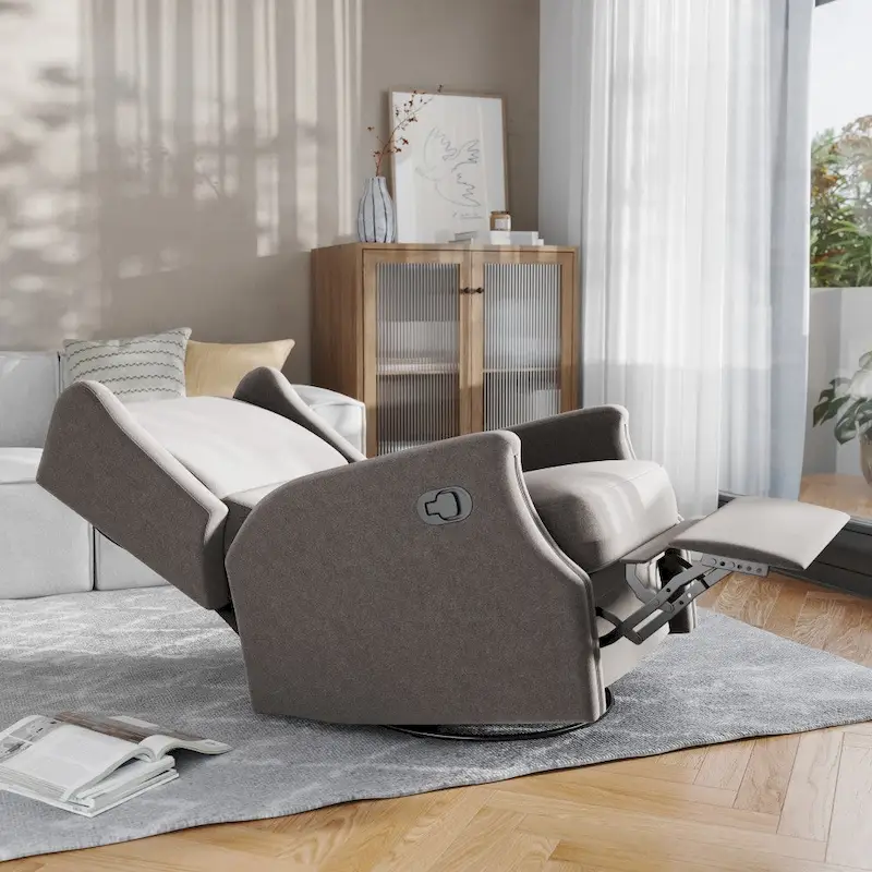 Wingback Manual Rocking Glider Recliner Chair with 360 Swivel