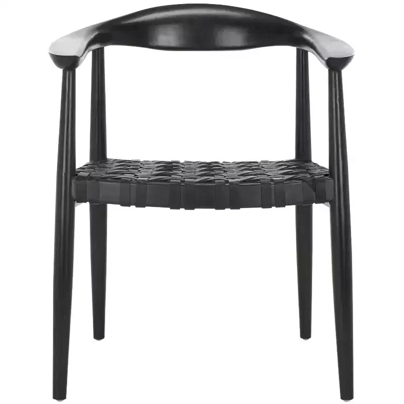 Walda Leather Woven Accent Chair - ACH1010 - Black - Safavieh