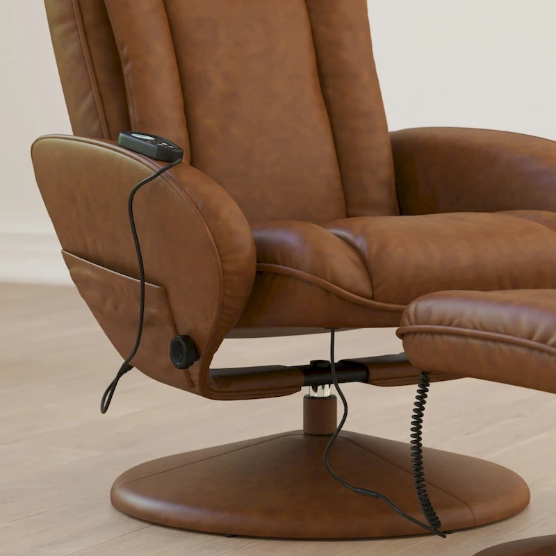 LeatherSoft Massaging Multi-Position Recliner w/Ottoman