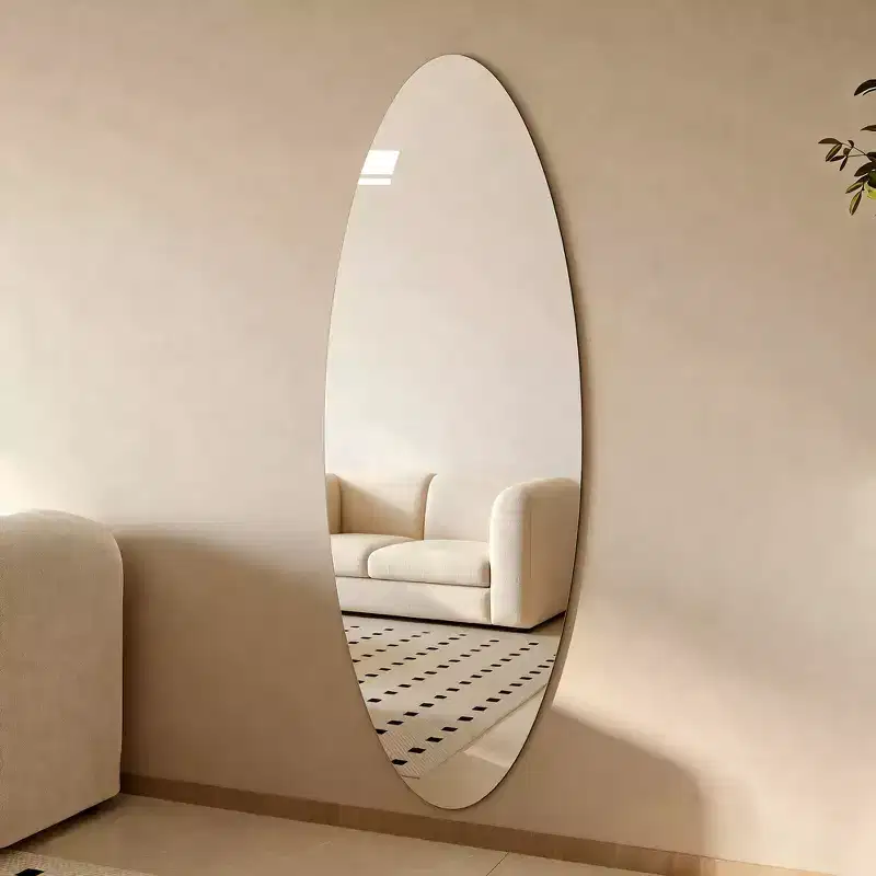 Whisen 65 x 24 Oval Full Length Mirror, Shatterproof Copper-Free Silver Glass Wall Mirror for Entryway, Bedroom & Salon