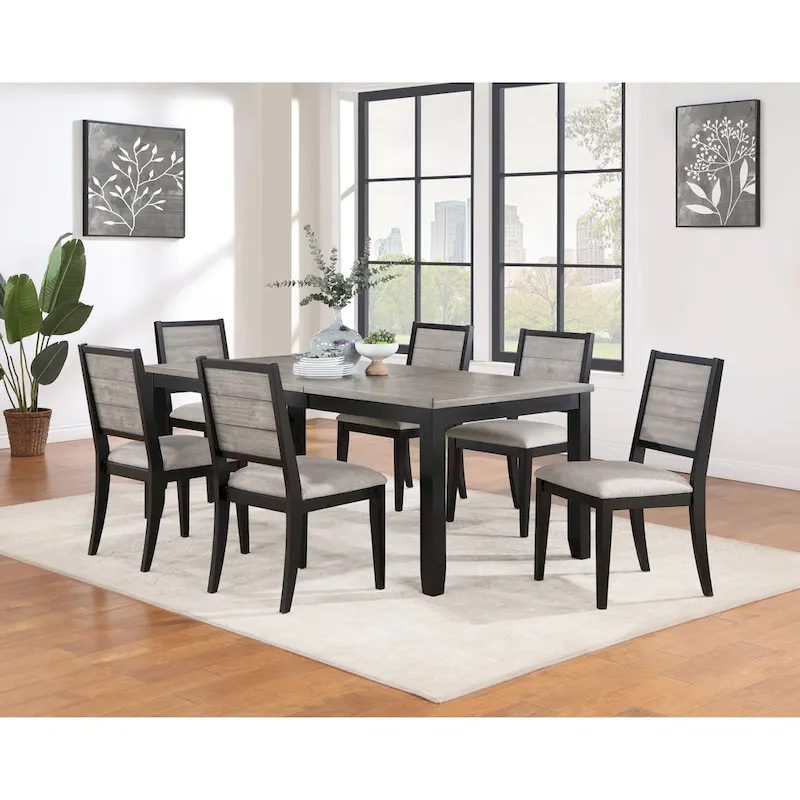 Centera Grey and Black 7-Piece Dining Table
