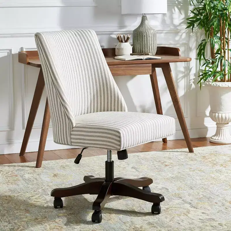 Upholstered Swivel Desk Chair with Padded Seat and Back, Adjustable Height, Casters, Viscose Blend