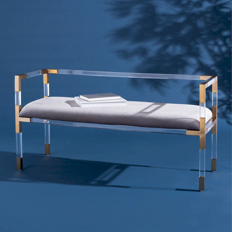 SAFAVIEH Couture Shakti Grey Acrylic Bench - 50Wx18Dx26H