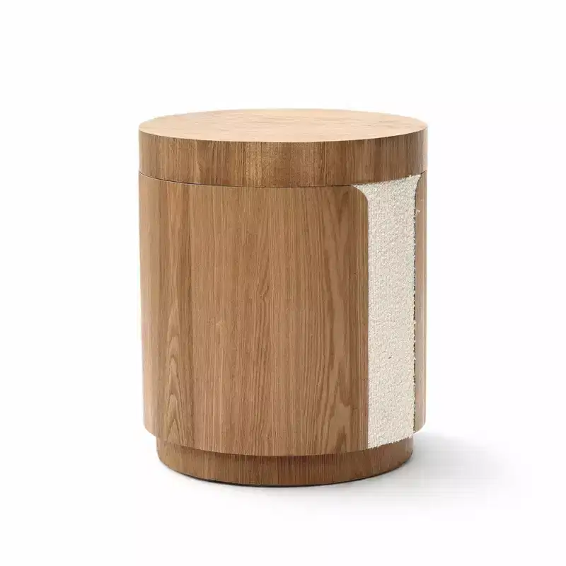 LuxenHome 18.6 Round End Table with Storage, Wood Storage Side Table with Lid, Accent Table for Living Room, Bedroom Brown