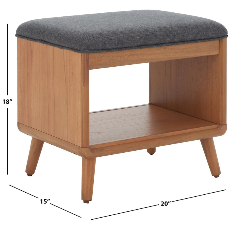SAFAVIEH Home Collection Solo Open Shelf Bench W/ Cushion - 20 W x 15 D x 18 H