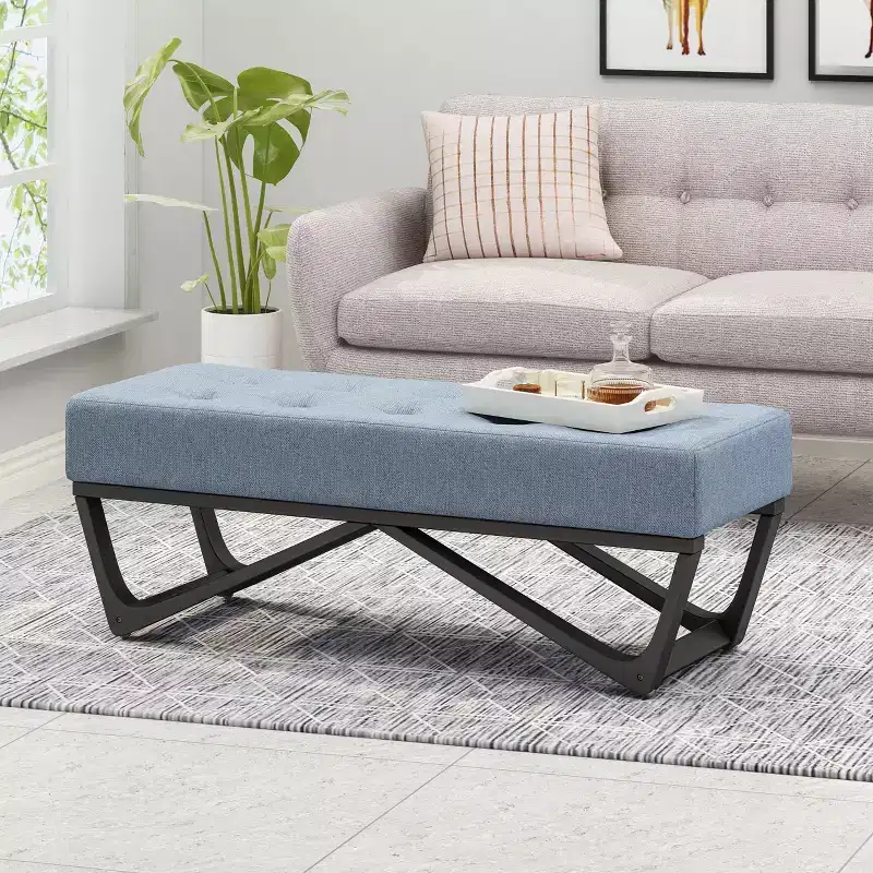 Okak Rectangular Ottoman with Cushion, End of Bed Bench with Stylish Legs, Foot Stool for Living Room, Bedroom, Entryway