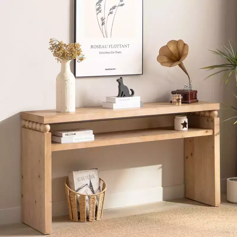 GDFStudio Dulcea Modern 59 Farmhouse Wood Console Table