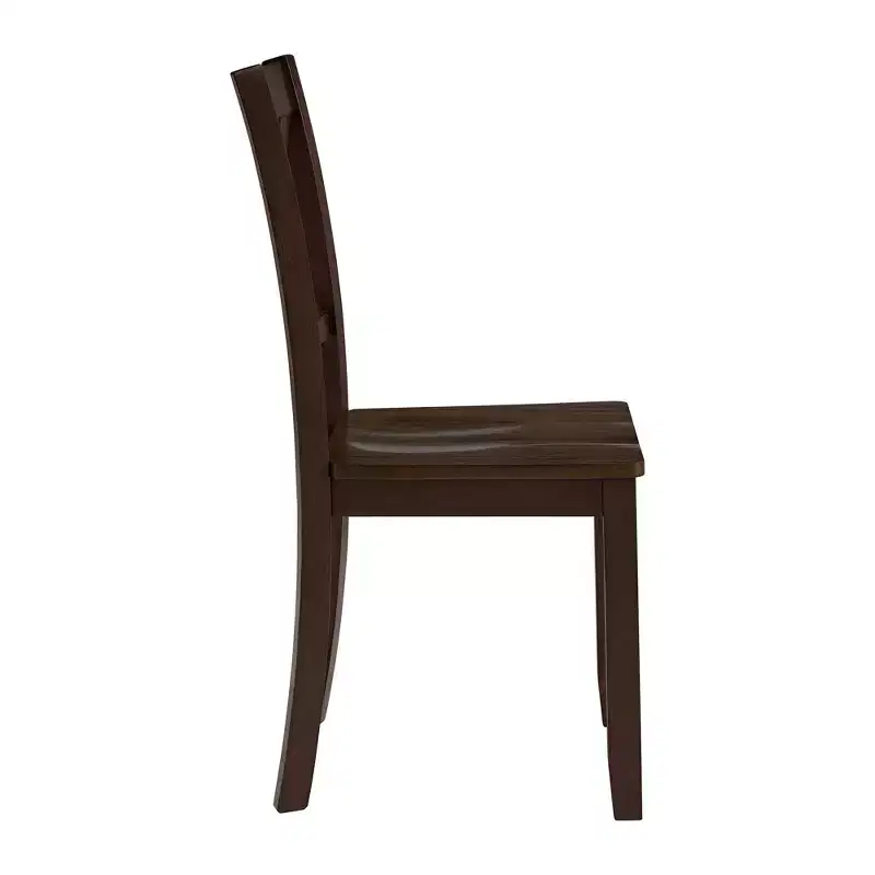 X-Back Farmhouse Wooden Kitchen Dining Chair in Dark Brown, Set of 4
