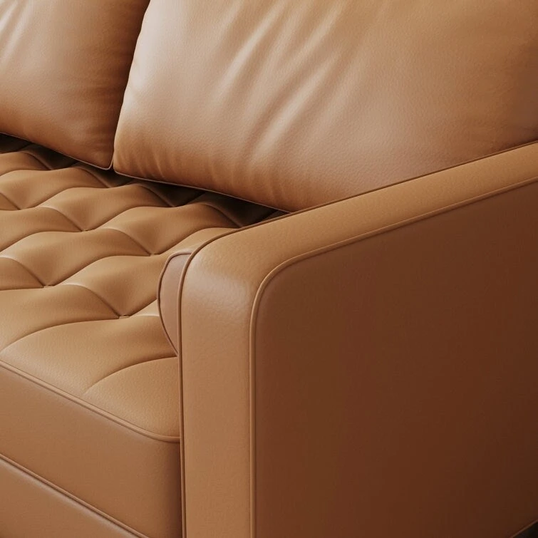Stateside Mid-Century Square Arm Leather Covered Loveseat Sofa 59