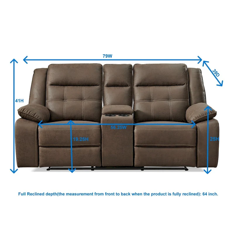 Roundhill Furniture Lesley 2-Piece Living Room Reclining Set, Brown