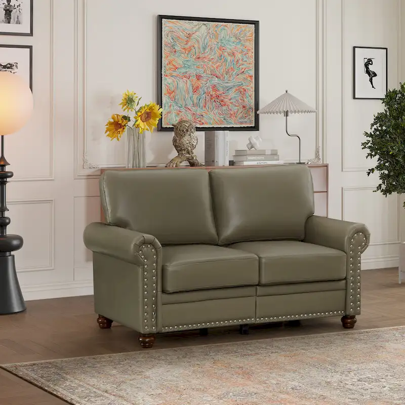 Living Room Faux Leather Sofa Loveseat