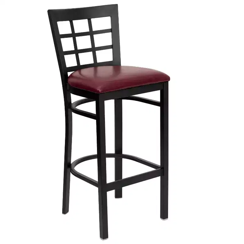 Black Window Back Metal Bar Stool