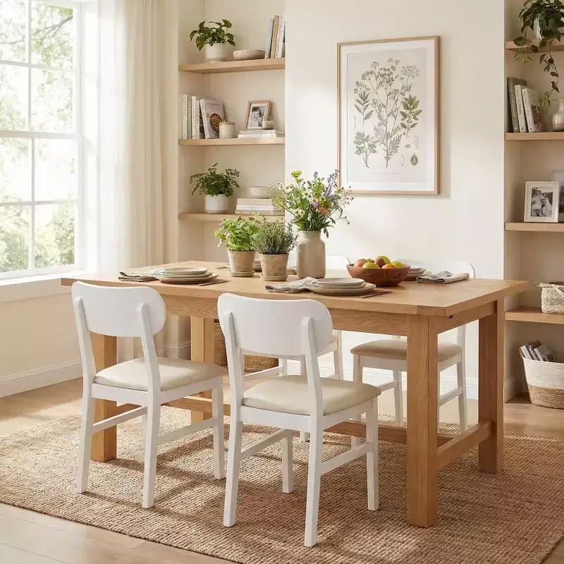 Set of 2 Rubber Wood Dining Chairs with Upholstered Seat – Modern Kitchen & Dining Room Chairs