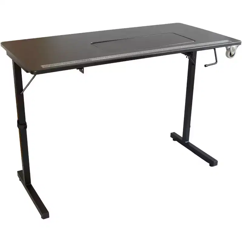Portable Folding Sewing Table with Steel Legs, Black