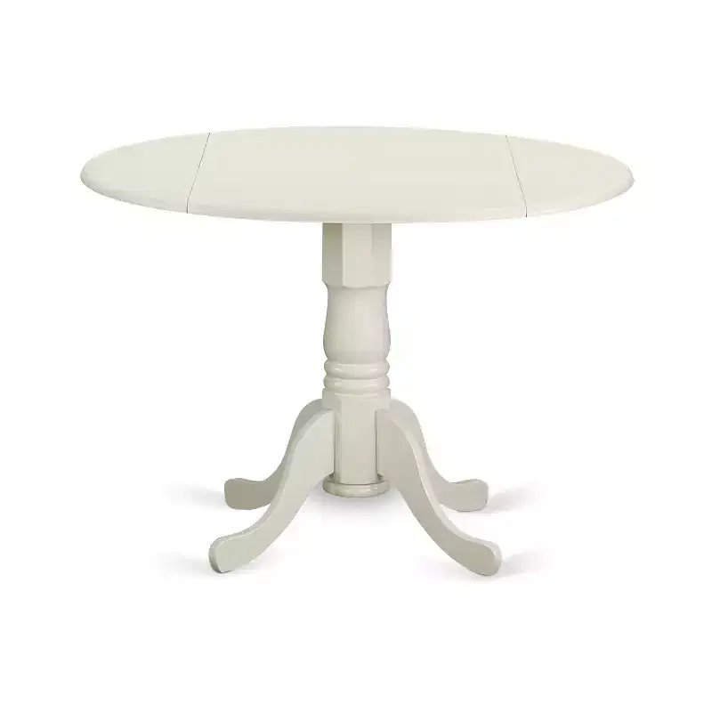 Medieval Dining Set - 5 Piece Round Table & Chairs - Linen White - Modern Kitchen Table Set