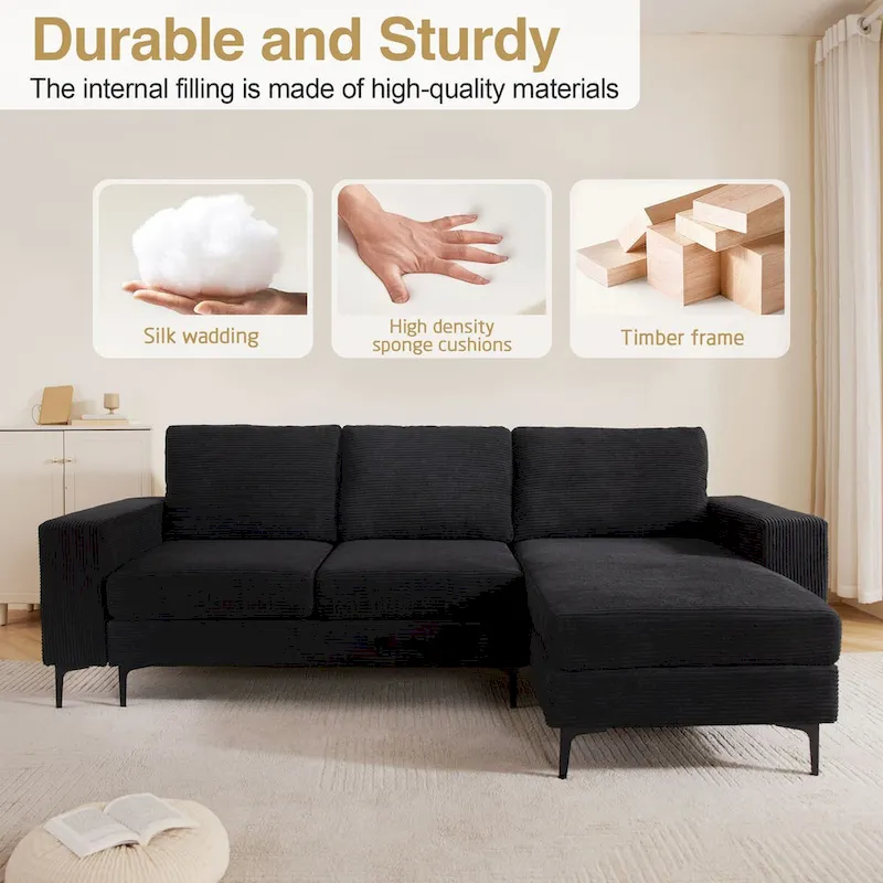 HOOOWOOO L-Shaped Upholstered Sofa Couch with Metal Legs