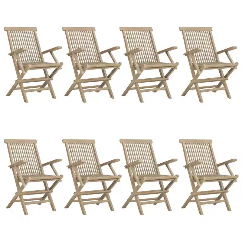 vidaXL Folding Garden Chair Set of 4 Solid teak wood Standard