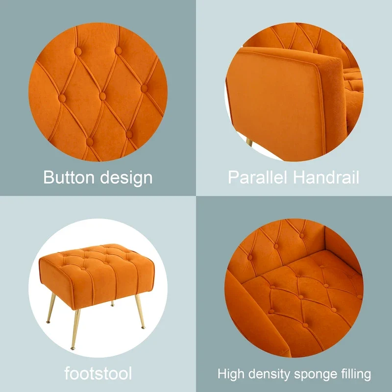 Upholstered Wingback Chair with Ottoman