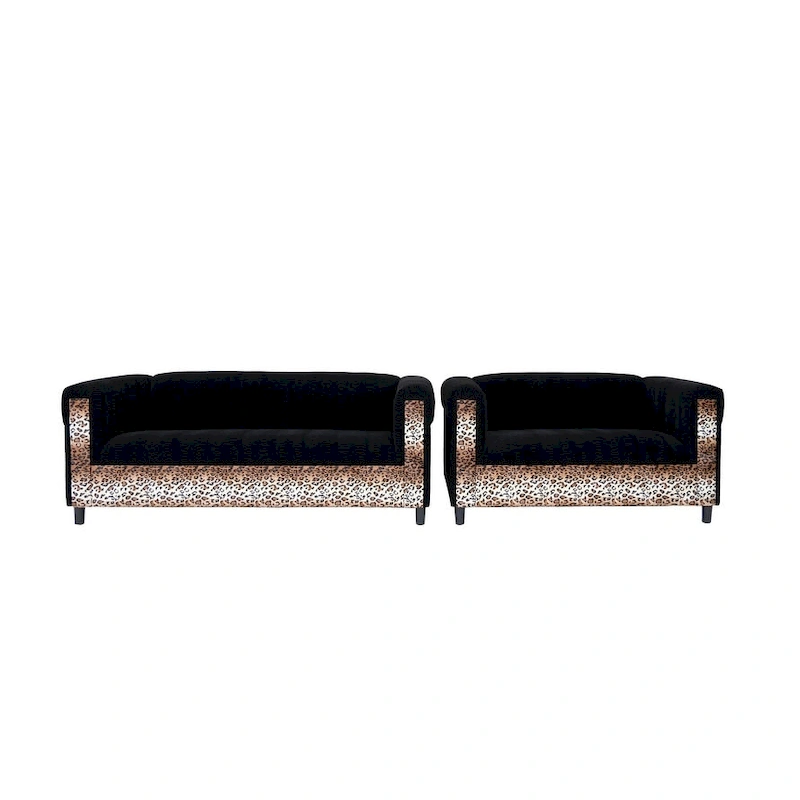 Coast to Coast Sofas Mid Century Modern Loveseat and Sofa Set Solid Wood Frame Upholstered