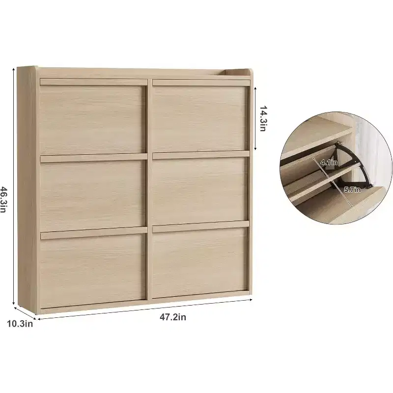 Shoe Cabinet with Flip Drawers, Hidden Wood Shoe Cabinet,Freestanding Shoe Storage Cabinet for Entryway Hallway