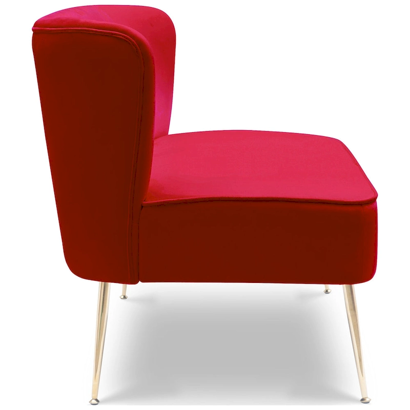 Farrah Upholstered Velvet Polyester 46 Wide Loveseat - Armless/ Scalloped Back