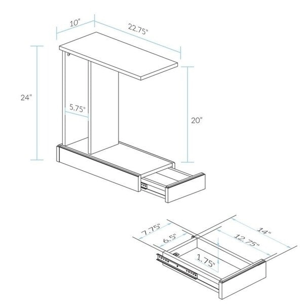 Monroe C-Table with Concealed Drawer, Concealment Furniture