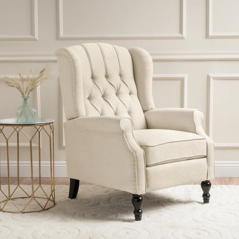Walter Tufted Fabric Wingback Recliner Club Chair by Christopher Knight Home