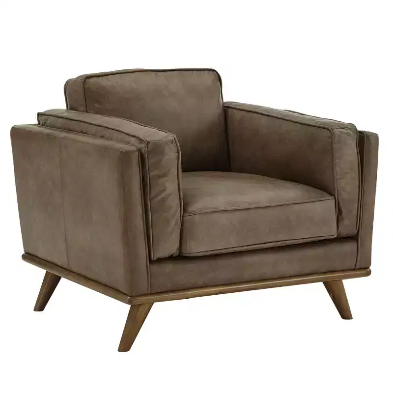 Ali Oxford Leather Accent Chair - Brown - iNSPIRE Q