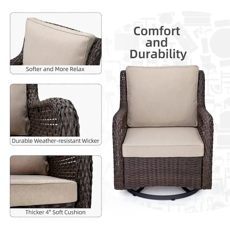 3 Pieces Rocking Wicker Bistro Set