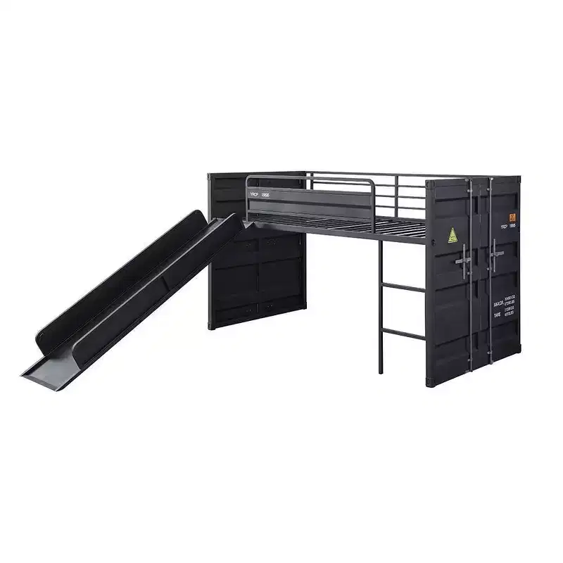 80" Twin Loft Bed with Slide & Ladder, Metal Frame - Acme Furniture: No Box Spring Required