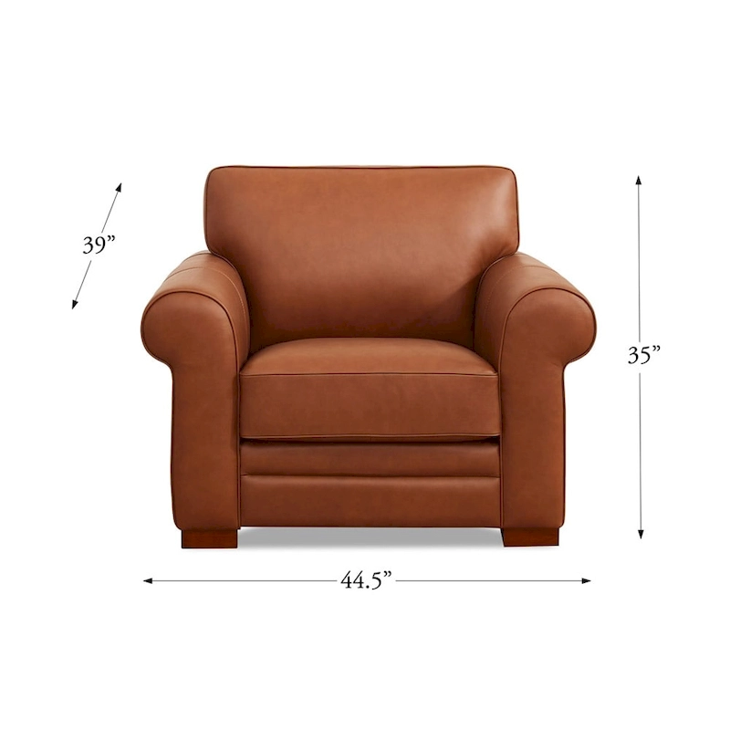 Hydeline Brookfield Top Grain Leather Sofa Set, Sofa and Chair