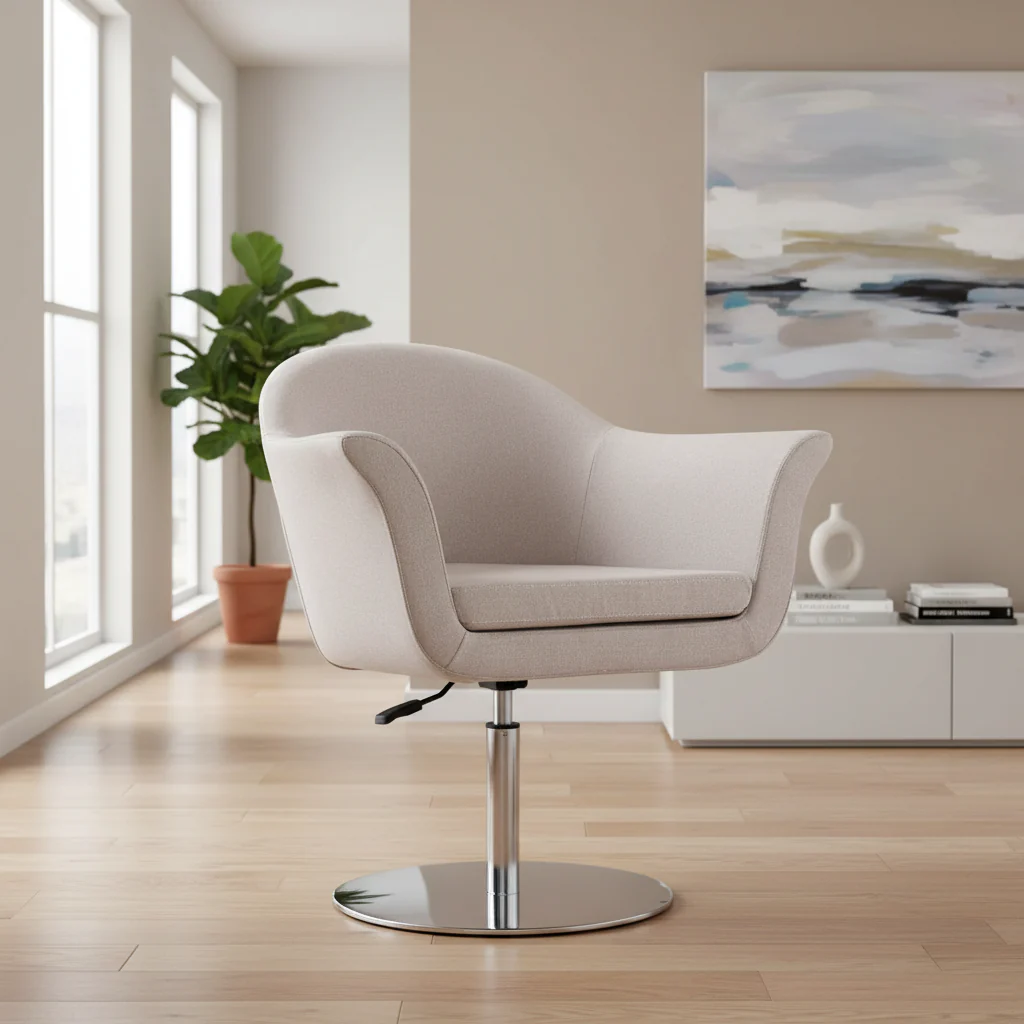Brushed Metal Woven Swivel Adjustable Accent Chair