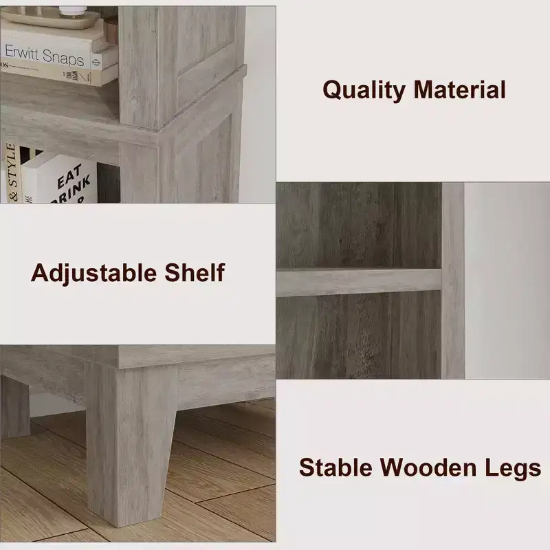 Bookcase 5-Tier Farmhouse Bookshelf Wooden Bookcase Rustic Vintage Multi-Tier Oak Bookcase for Home Office, Living Room, Bedroom