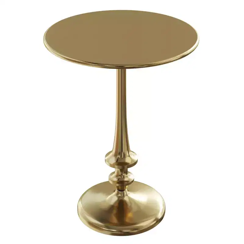 Iron Pedestal Side Table with Antiqued Brass Finish Vintage Living Room Furniture