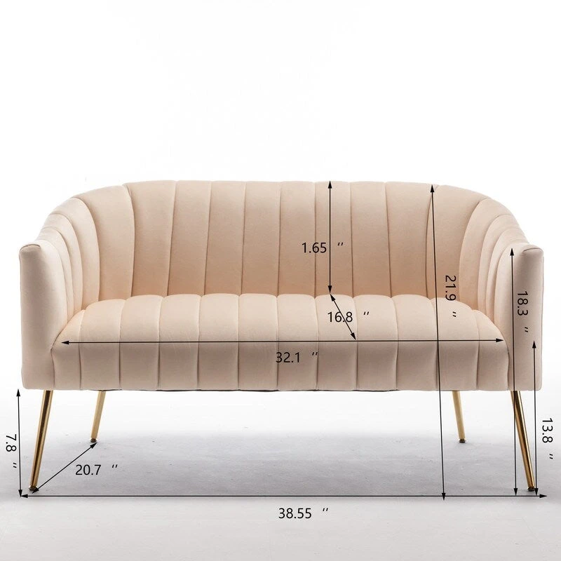 SEYNAR Modern Velvet Upholstered 3 Piece Living Room Set with Golden Legs