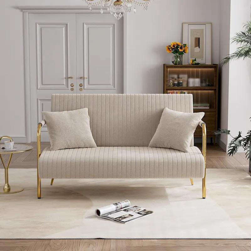 Ouyessir Upholstered Loveseat, Tufted Back Couch, Accent Armchair with 2 Pillows