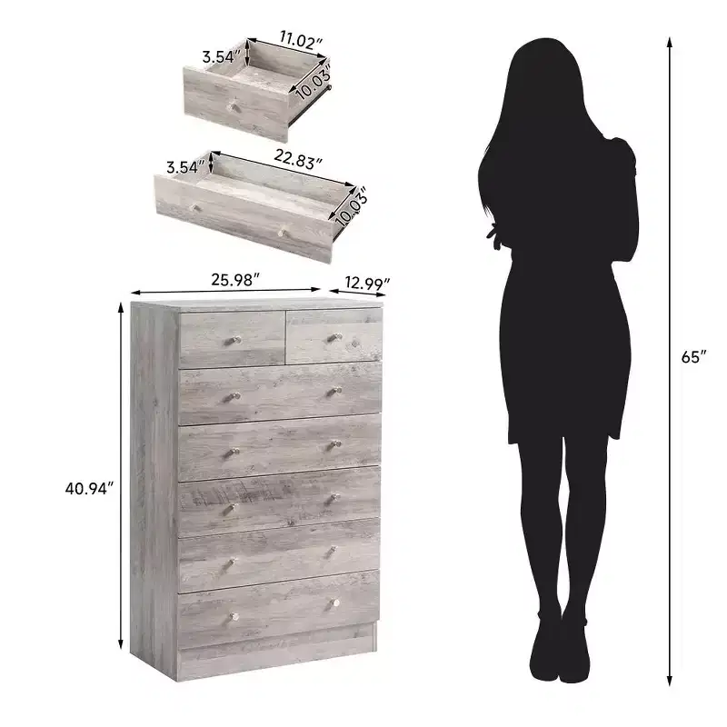 7-Drawer Gray Chest of Drawers, 25.98
