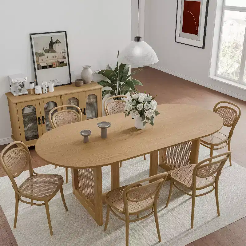 Dovelina 67 Modern Oval Dining Table Farmhouse Kitchen Table for 6 People