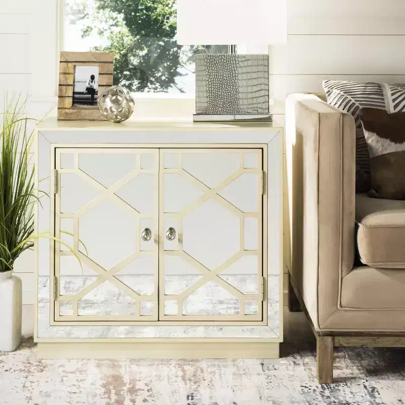 2-Door Chest, Champagne and Mirror Finish