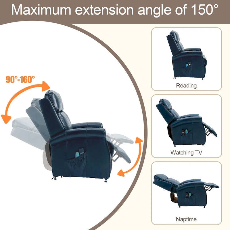 GZMR Faux Leather Elderly Power Lift Recliner Chair